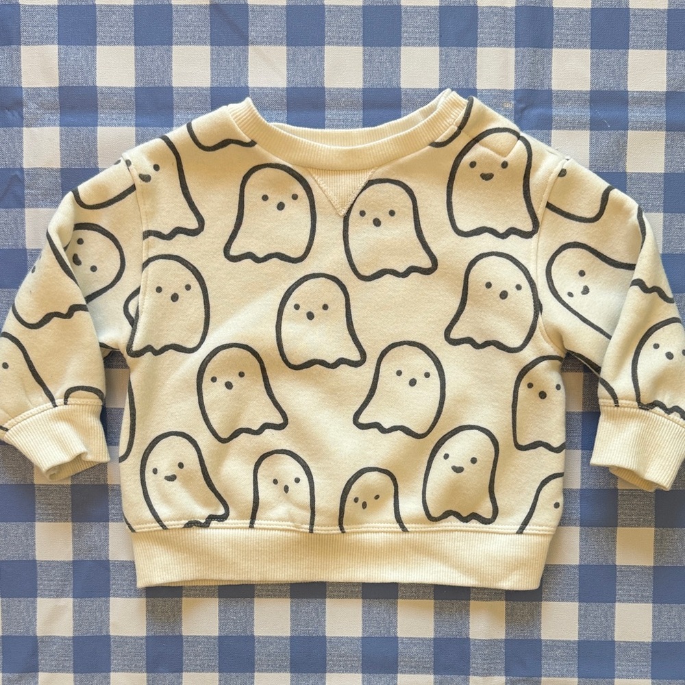 Little Co. Cream Ghost Print Crewneck Sweatshirt 9m